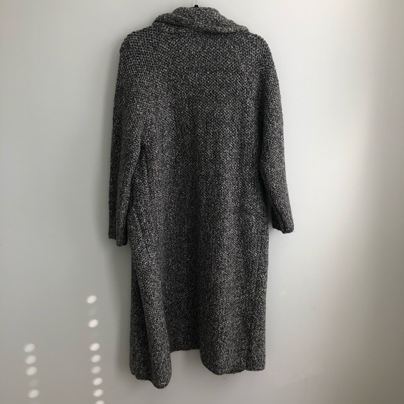 Zara Knit Gray Marled Duster Sweater Coat - Picture 7 of 9